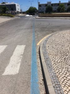 Blue side road marking